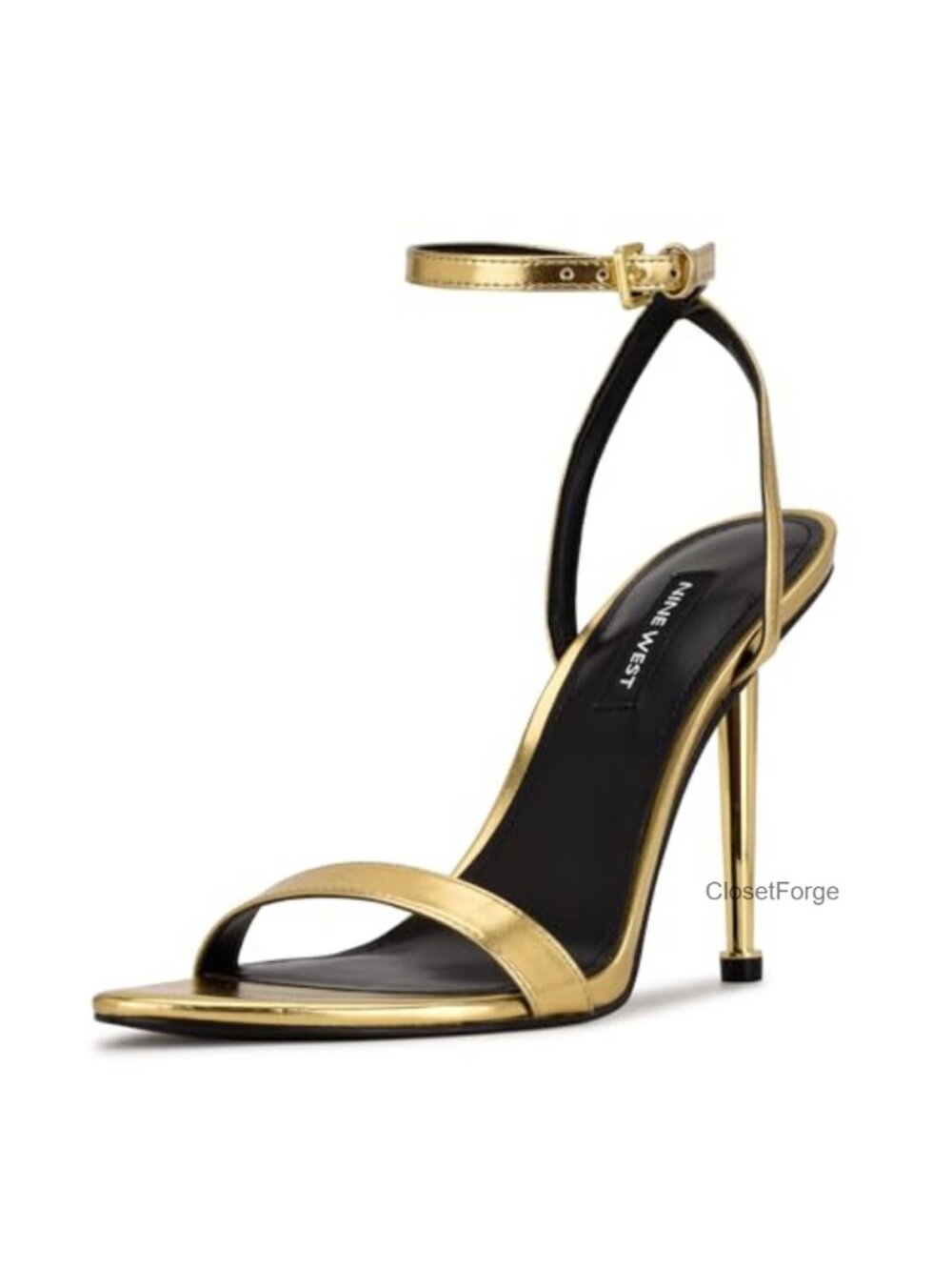 Faux Leather Stiletto Heel Sandals Ankle Strap Open Toe Evening